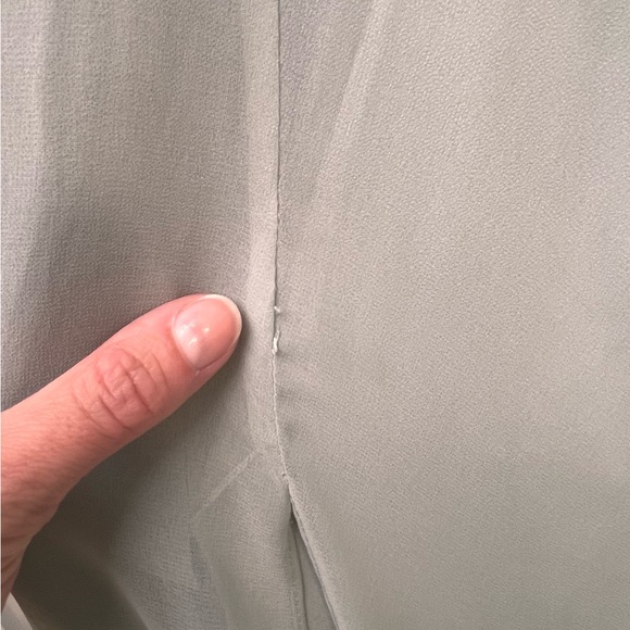 David’s Bridal Dusty Sage Long Chiffon Surplice Tank Dress - Picture 9 of 9